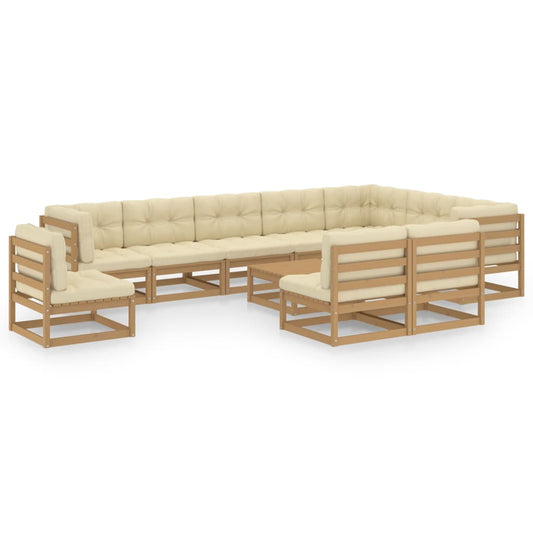 1 Loungeset Met Kussens Massief Grenenhout