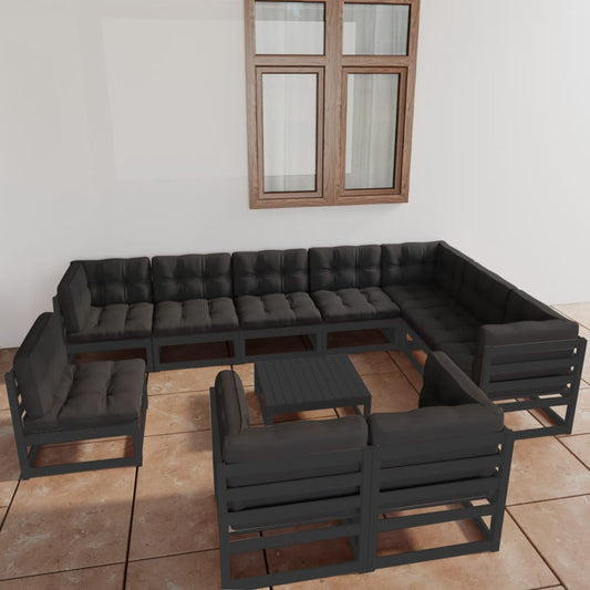 1 Loungeset Met Kussens Massief Grenenhout
