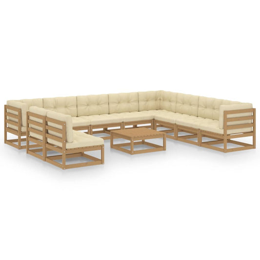 1 Loungeset Met Kussens Massief Grenenhout
