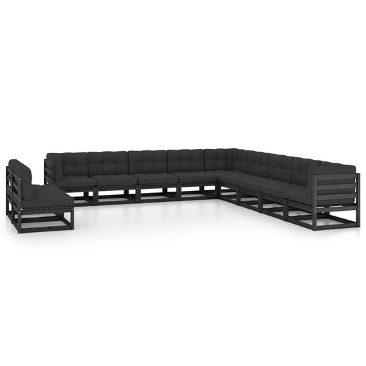 1 Loungeset Met Kussens Massief Grenenhout