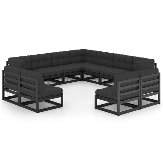 1 Loungeset Met Kussens Massief Grenenhout