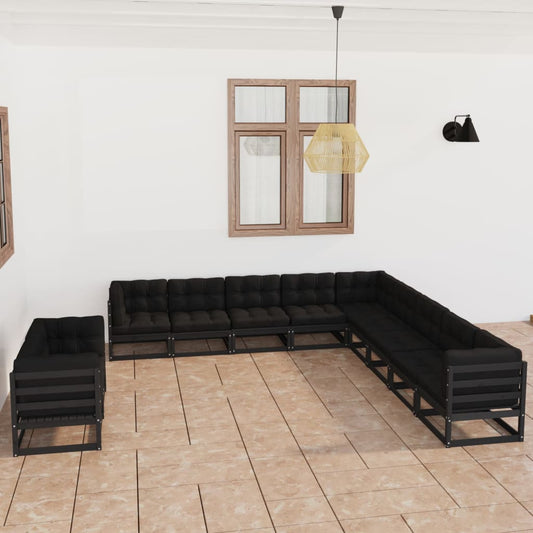 1 Loungeset Met Kussens Massief Grenenhout