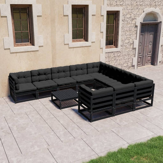 1 Loungeset Met Kussens Massief Grenenhout