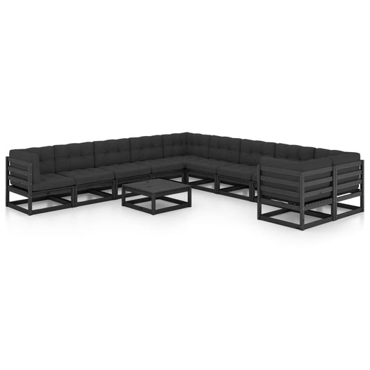 1 Loungeset Met Kussens Massief Grenenhout