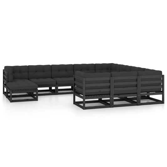 1 Loungeset Met Kussens Massief Grenenhout