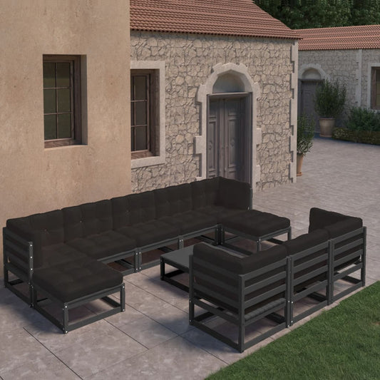 1 Loungeset Met Kussens Massief Grenenhout