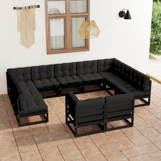 1 Loungeset Met Kussens Massief Grenenhout